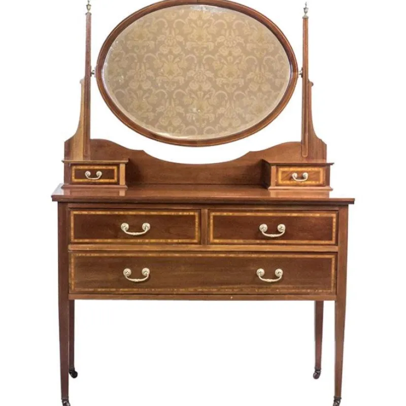 Pamono Antique English Softwood and Mahogany Veneer Vanity Table by Maple & Co., 1890s