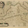 Pamono Antique Engraving of a Sea Chart of the Western Mediterranean, 1650s> Wall Decor