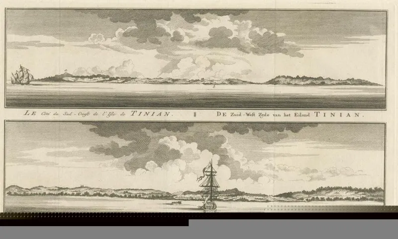 Pamono Antique Engraving of Tinian, an Island of the Northern Mariana Islands, 1757> Posters