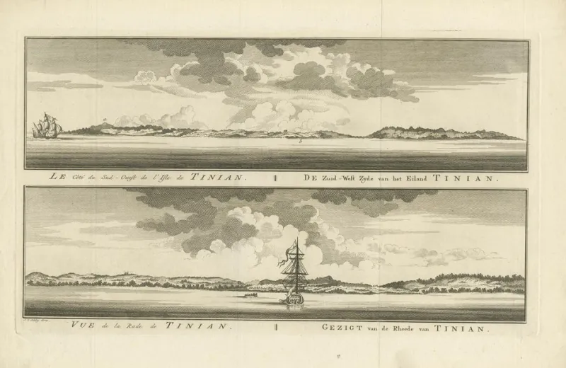 Pamono Antique Engraving of Tinian, an Island of the Northern Mariana Islands, 1757> Posters