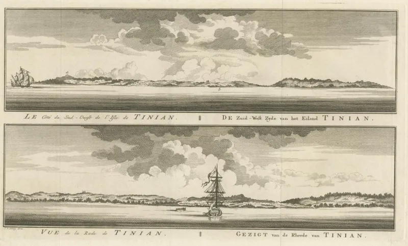 Pamono Antique Engraving of Tinian, an Island of the Northern Mariana Islands, 1757> Posters
