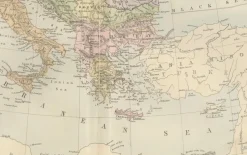 Pamono Antique Europe Map with Political Boundaries, 1884><noscript><img width=