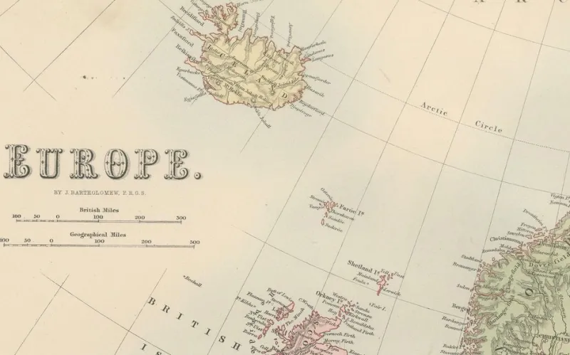 Pamono Antique Europe Map with Political Boundaries, 1884> Wall Decor