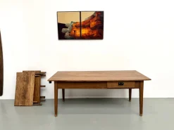 Sale Pamono Antique Farmhouse Table with Extensions in Oak, 1890s