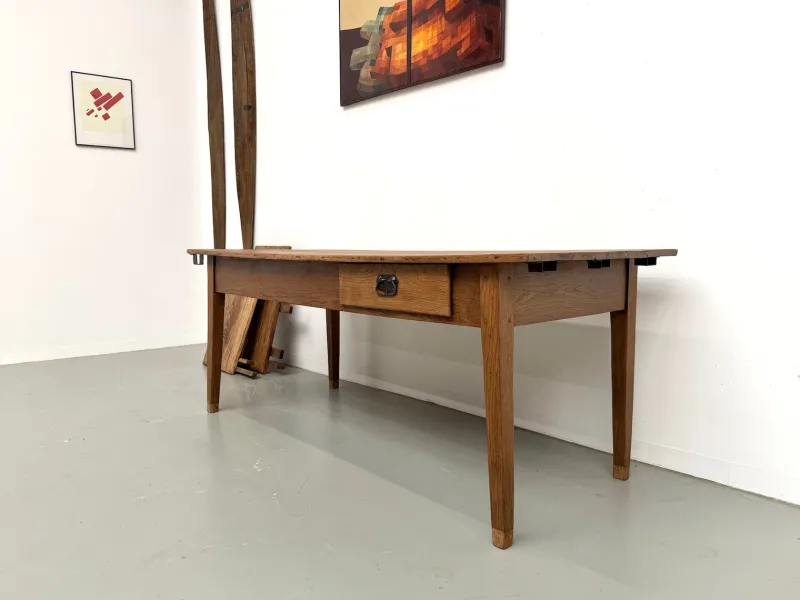 Sale Pamono Antique Farmhouse Table with Extensions in Oak, 1890s