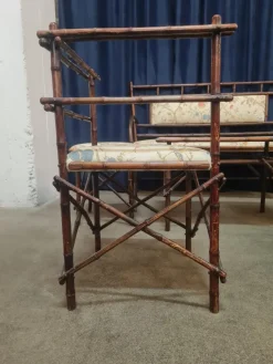 Pamono Antique Faux Bamboo Parlor Set from Maison Staněk Prague, Set of 6><noscript><img width=