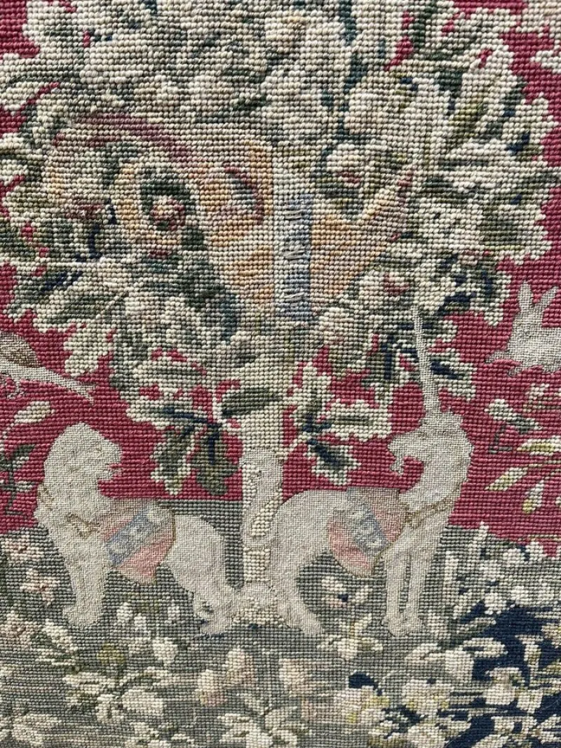 Pamono Antique Fire Screen with Tapestry> Fireplaces And Mantels