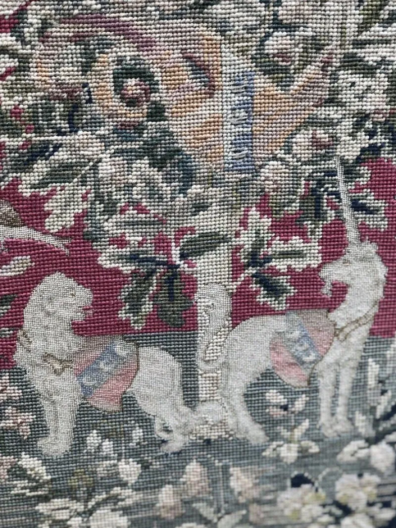 Pamono Antique Fire Screen with Tapestry> Fireplaces And Mantels