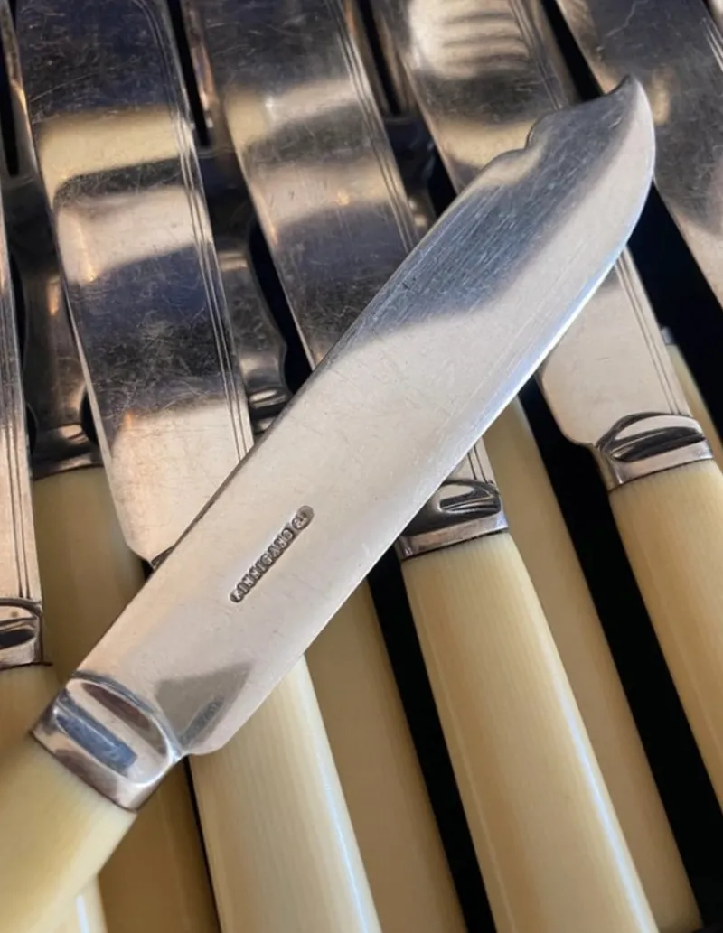 Pamono Antique Fish Cutlery Set in Original Case by Finnigans, 1890s> Cutlery & Serving Utensils