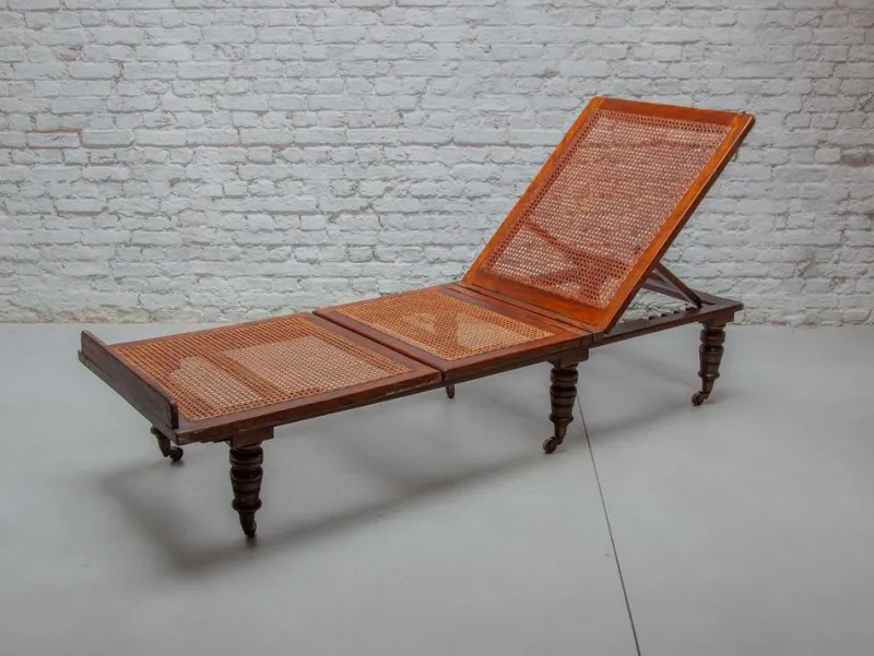 Pamono Antique Folding & Adjustable Daybed from British Campaign Furniture, London, 1870s> Daybeds & Chaises Lounges