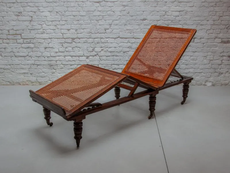 Pamono Antique Folding & Adjustable Daybed from British Campaign Furniture, London, 1870s> Daybeds & Chaises Lounges