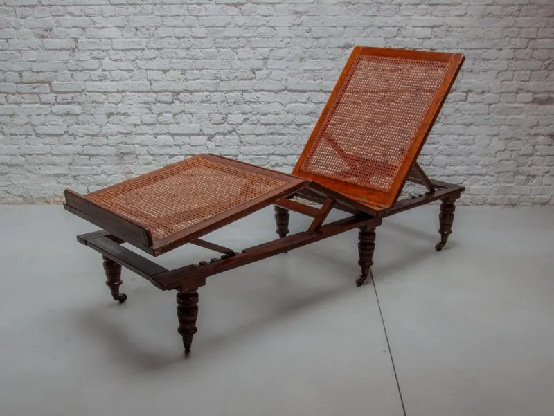 Pamono Antique Folding & Adjustable Daybed from British Campaign Furniture, London, 1870s> Daybeds & Chaises Lounges