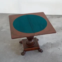 Best Pamono Antique Folding Pedestal Card Table, 19th Century