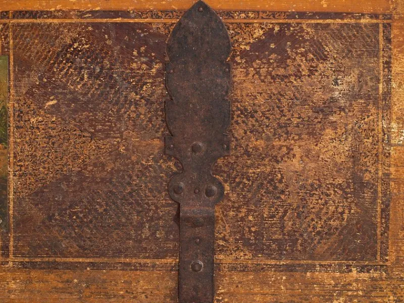 Pamono Antique Folk Art Bridal Trunk, 1820s> Trunks Crates & Baskets