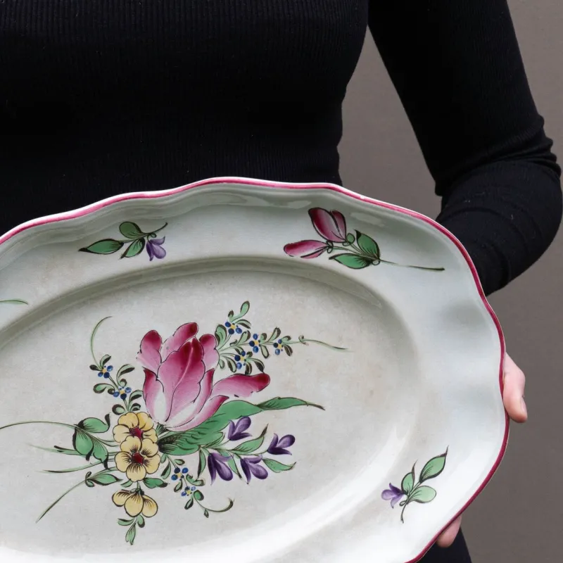 Clearance Pamono Antique French Art Nouveau Platter from Lunéville, Early 20th Century