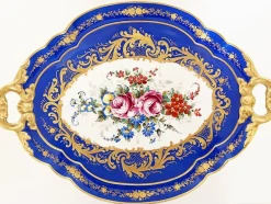 Pamono Antique French Blue Limoges Tray, 1890s> Trays