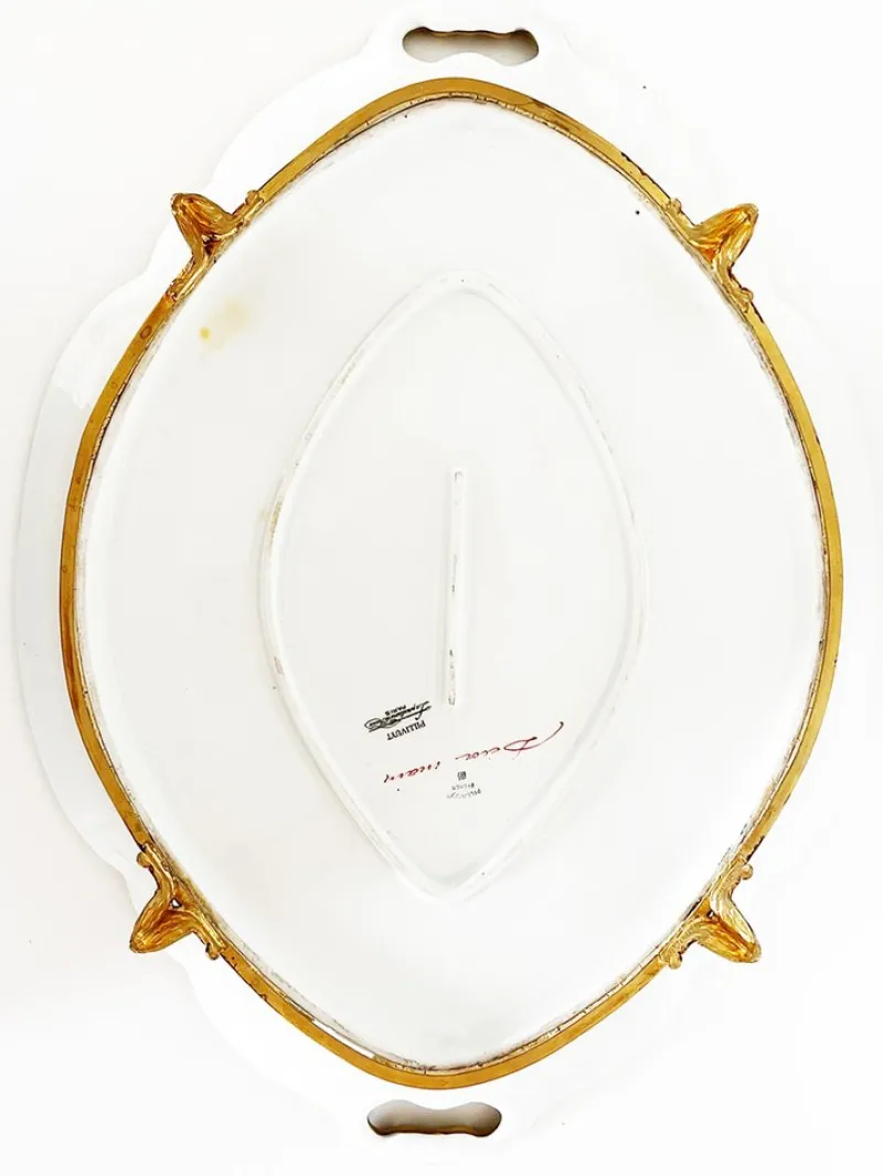 Pamono Antique French Blue Limoges Tray, 1890s> Trays