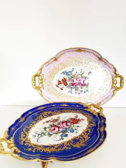 Pamono Antique French Blue Limoges Tray, 1890s><noscript><img width=