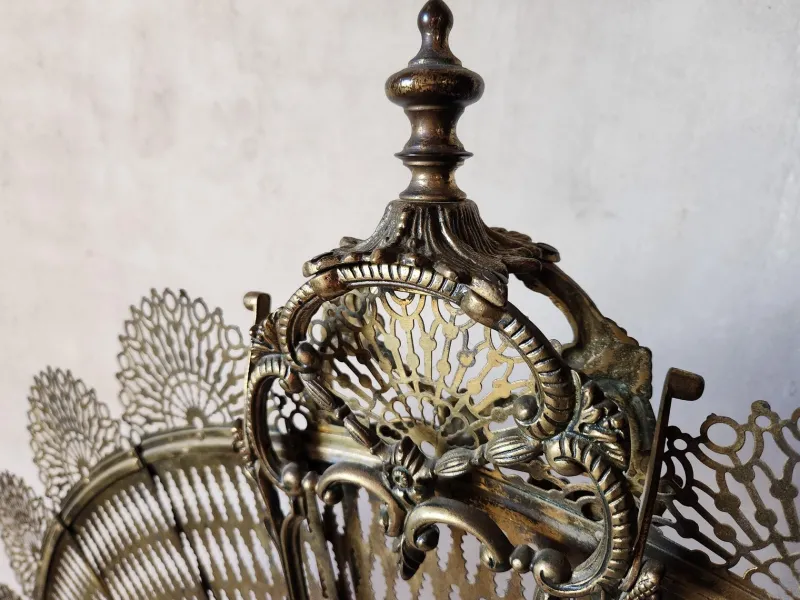 Pamono Antique French Brass Peacock Tail Pare-Feu / Fireplace Screen, 1800s> Fireplaces And Mantels