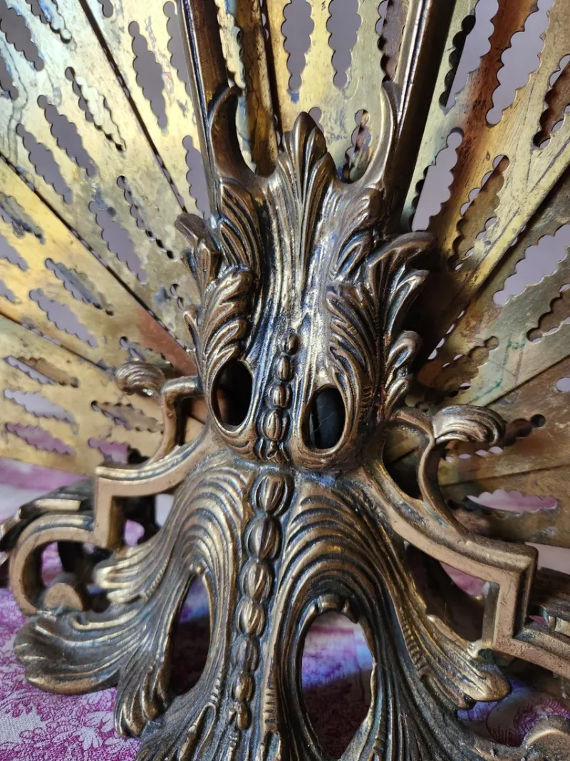 Pamono Antique French Brass Peacock Tail Pare-Feu / Fireplace Screen, 1800s> Fireplaces And Mantels
