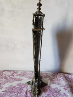 Pamono Antique French Brass Peacock Tail Pare-Feu / Fireplace Screen, 1800s><noscript><img width=