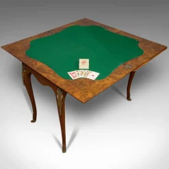 Pamono Antique French Burr Walnut Fold Over Card Table, 1870s> Game Tables