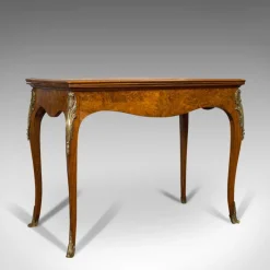 Pamono Antique French Burr Walnut Fold Over Card Table, 1870s><noscript><img width=