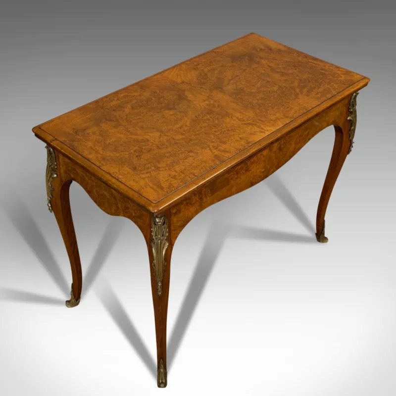 Pamono Antique French Burr Walnut Fold Over Card Table, 1870s> Game Tables
