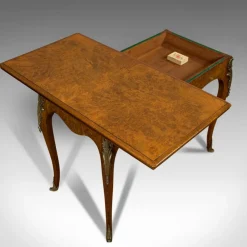 Pamono Antique French Burr Walnut Fold Over Card Table, 1870s><noscript><img width=