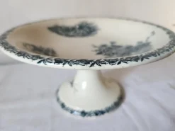 Pamono Antique French Campagne Series Compotier in Blue Faience from FF Pexonne, 1890s> Bowls