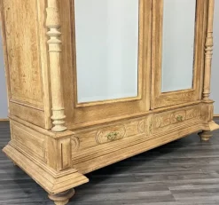 Pamono Antique French Carved Oak Wardrobe with Mirror and Drawers><noscript><img width=