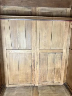 Pamono Antique French Carved Oak Wardrobe with Mirror and Drawers><noscript><img width=