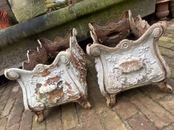 Pamono Antique French Cast Iron Garden Planters or Jardinières, Set of 2><noscript><img width=