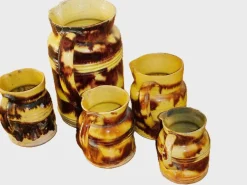 Pamono Antique French Ceramic Pitchers from Atelier Dieulefit, 1890s, Set of 5> Bottles, Carafes & Jugs