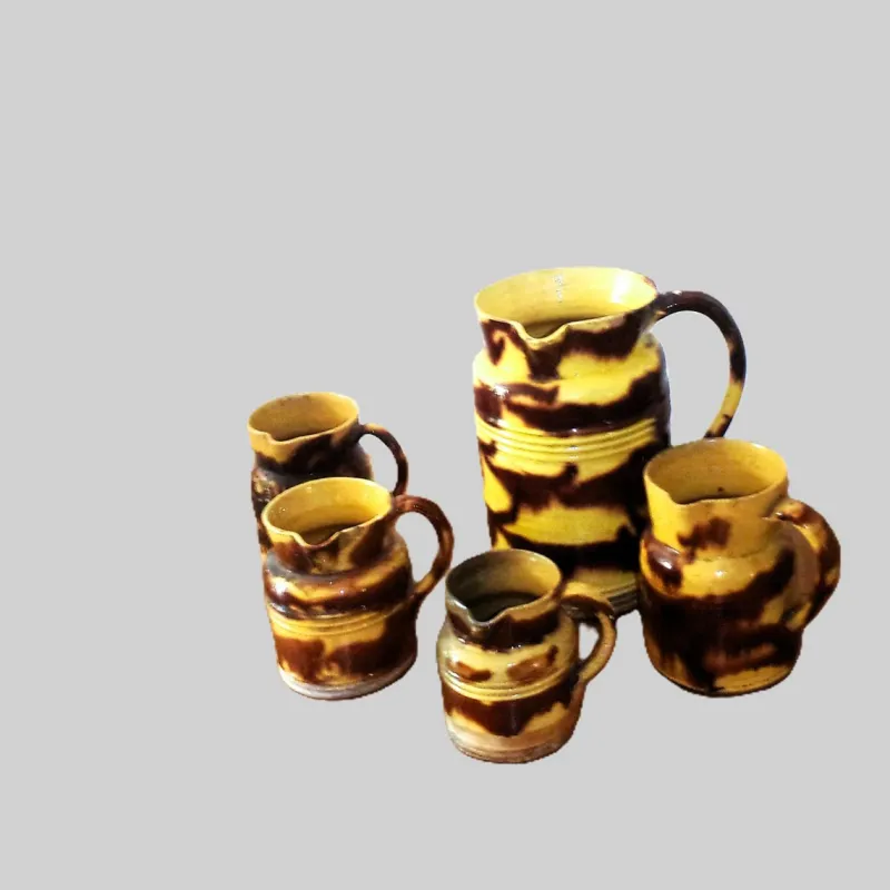 Pamono Antique French Ceramic Pitchers from Atelier Dieulefit, 1890s, Set of 5> Bottles, Carafes & Jugs