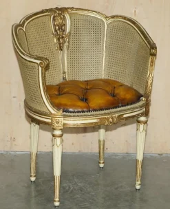 Outlet Pamono Antique French Chesterfield Leather Armchairs, 1880, Set of 2