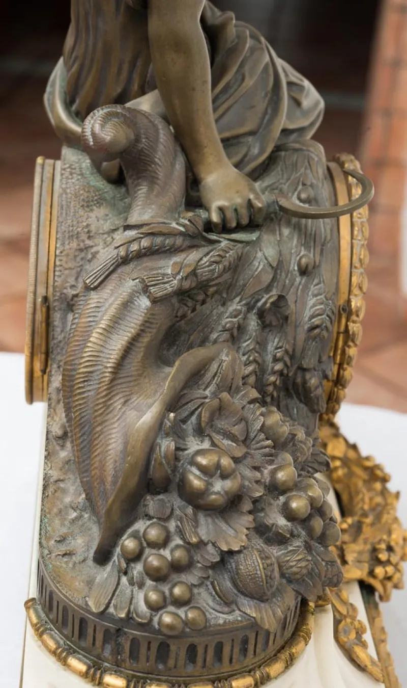 Pamono Antique French Clock in Bronze and Marble, 19th Century> Clocks