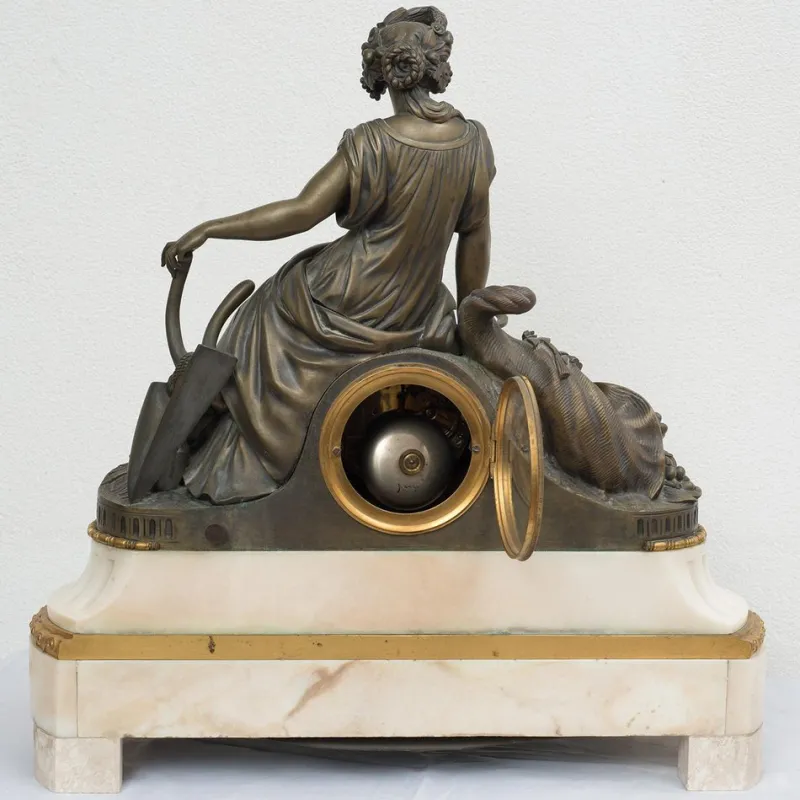 Pamono Antique French Clock in Bronze and Marble, 19th Century> Clocks