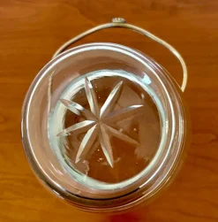 Pamono Antique French Crystal and Silver-Plated Biscuit Barrel with Etched Floral Motifs, Late 19th Century><noscript><img width=