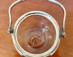 Pamono Antique French Crystal and Silver-Plated Biscuit Barrel with Etched Floral Motifs, Late 19th Century><noscript><img width=