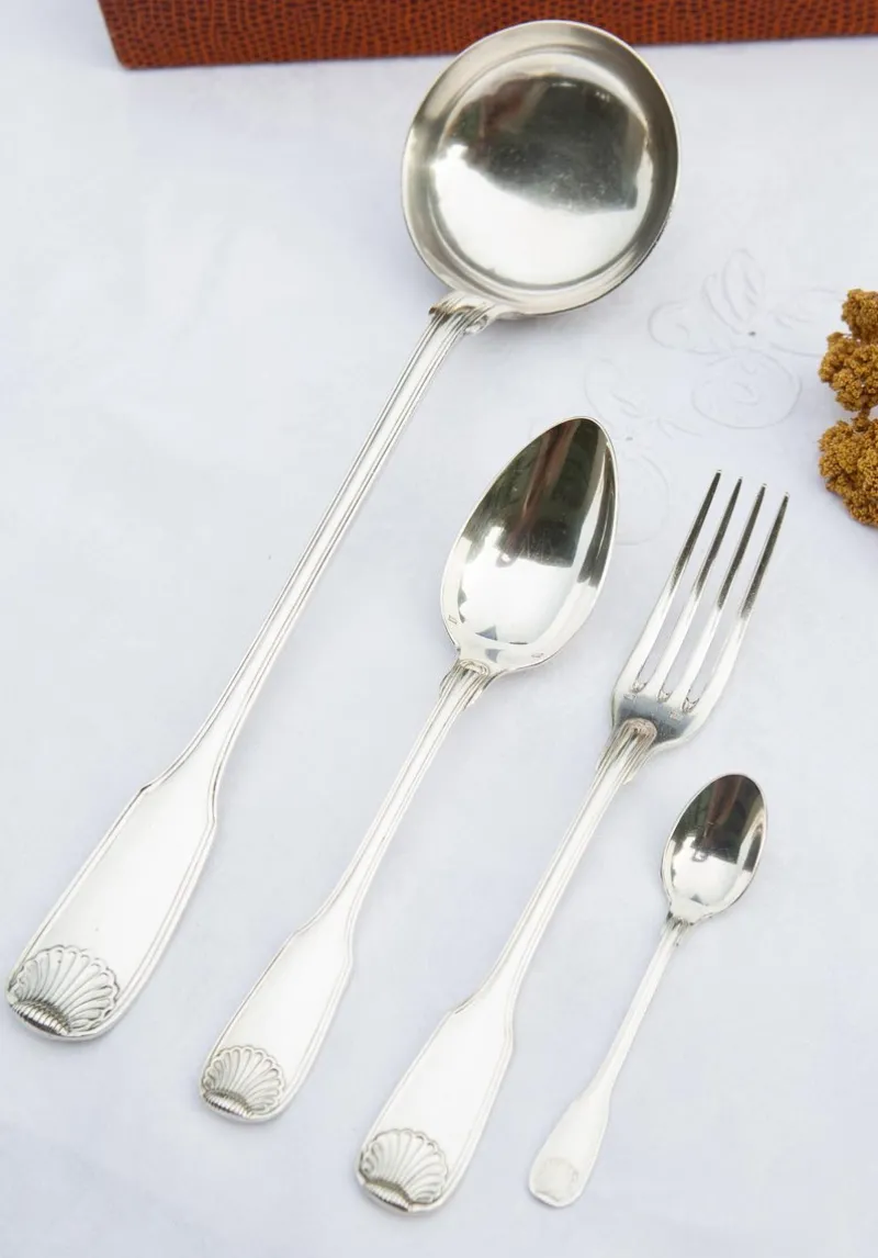 Online Pamono Antique French Cutlery Coquille by Cailar Bayard, 1920s, Set of 37