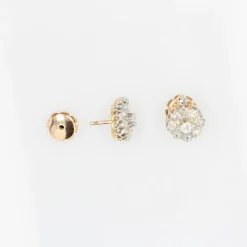 Clearance Pamono Antique French Daisy Earrings in 18K Yellow Gold Platinum with Diamonds