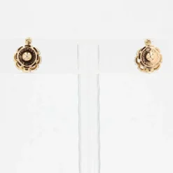 Clearance Pamono Antique French Daisy Earrings in 18K Yellow Gold Platinum with Diamonds