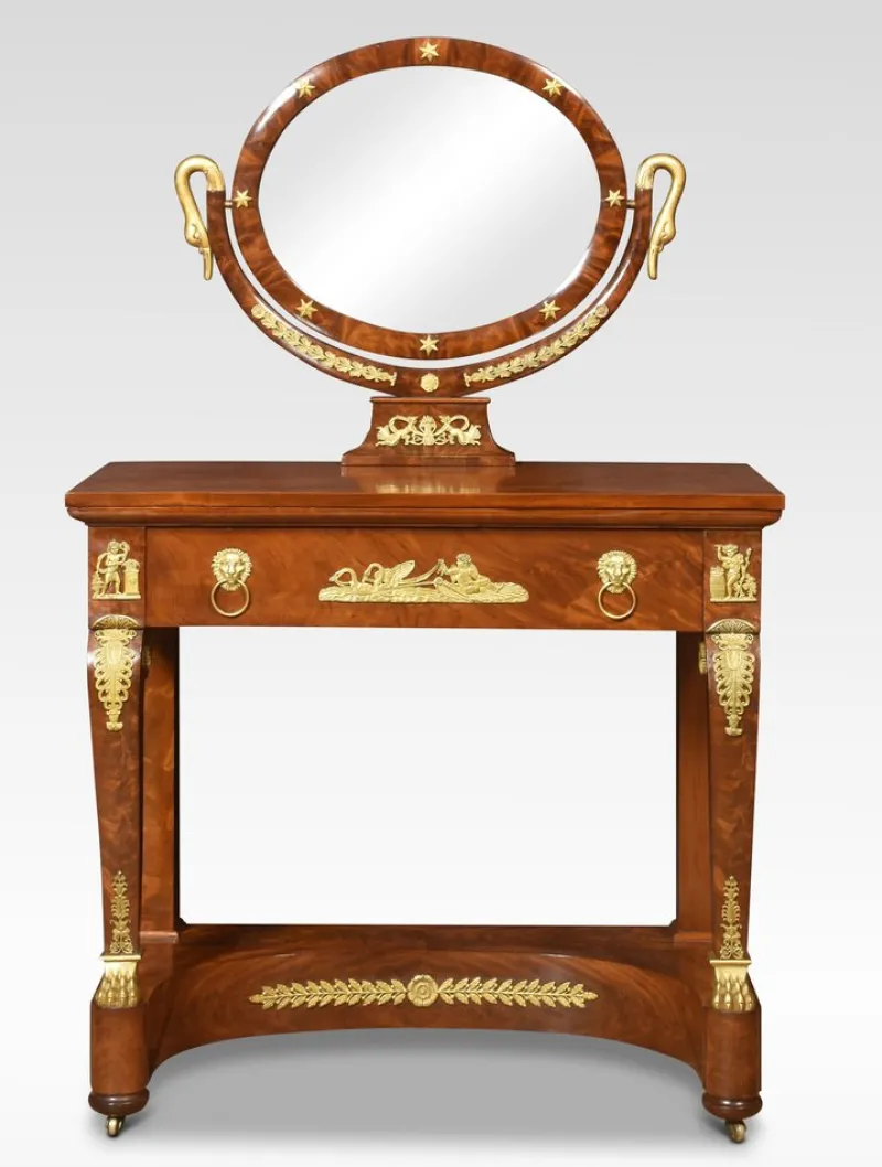 New Pamono Antique French Empire Dressing Table in Mahogany