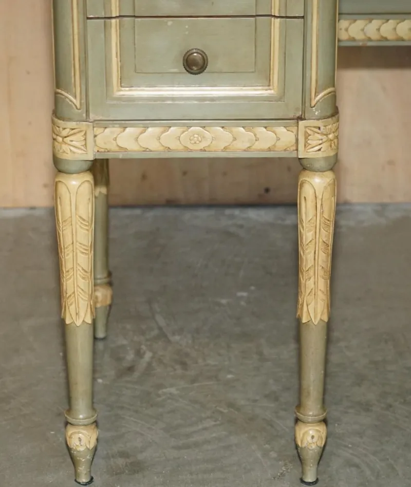 Pamono Antique French Empire Hand Painted Dressing Table with Tri Fold Mirror, 1900