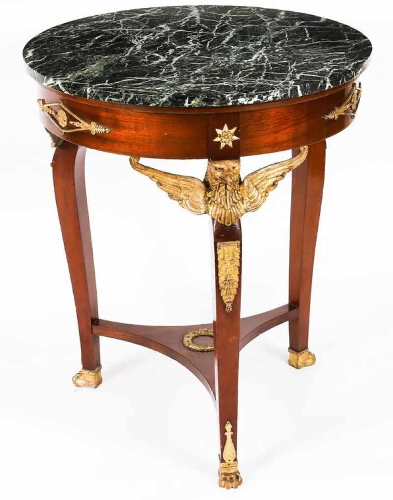 Pamono Antique French Empire Marble and Ormolu Occasional Table, 19th Century> Coffee & Side Tables