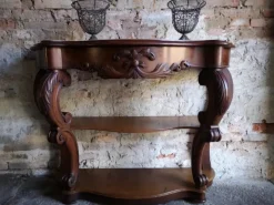Pamono Antique French Empire Napoleon III Console Table in Mahogany, 1860><noscript><img width=