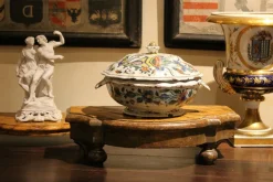 Discount Pamono Antique French Faience Lidded Bowl Tureen Hand Painted with Flowers and Insects