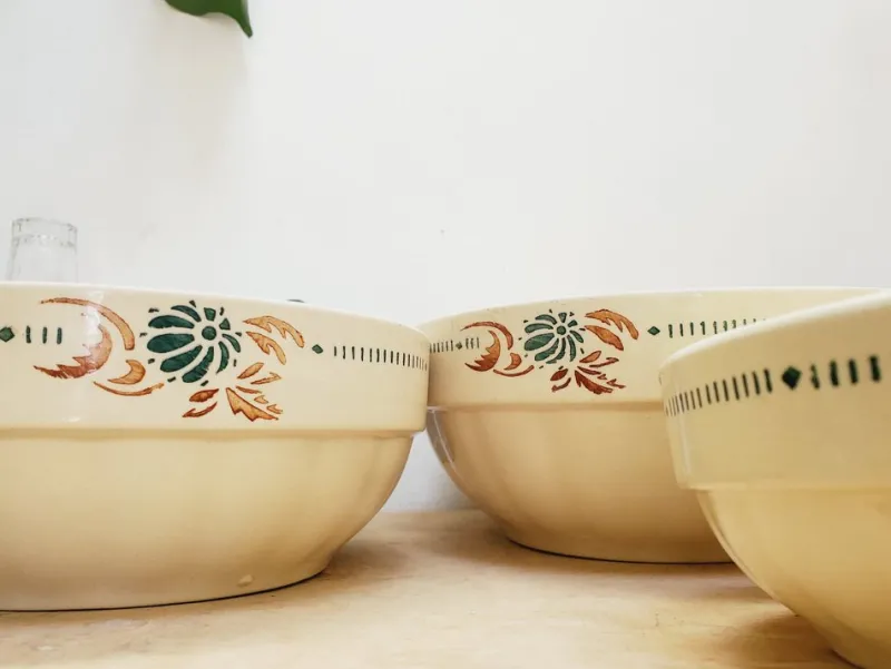Pamono Antique French Floral Ironstone Terre de Fer Serving Bowls from Sarreguemines, Set of 4> Serving Dishes