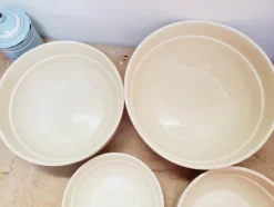 Pamono Antique French Floral Ironstone Terre de Fer Serving Bowls from Sarreguemines, Set of 4><noscript><img width=